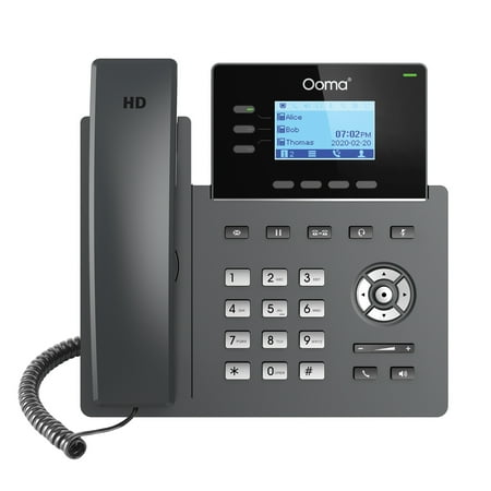 Ooma - 2603 3-Line IP Desk Phone Corded with 5-way Voice Conference - Black