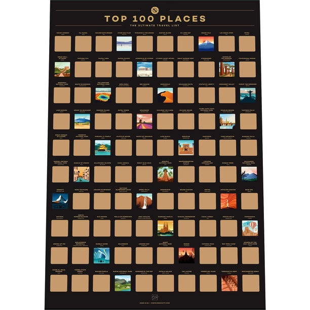 Enno Vatti Póster para Raspar de 100 Lugares Pósters de Viajes con Lista de Destinos