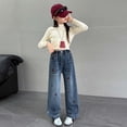 thumbnail image 5 of RUTAYY Children Girls Pants Straight Wide Leg Cherry Embroidery Loose Fit Comfortable Casual Classic Trousers, 5 of 9