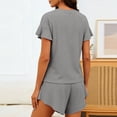 thumbnail image 4 of BUIGTTKLOP Womens Pajamas Set Soft Sleepwear Short Sleeved Shirt Elastic Shorts Two-Piece Outfit Homewear, 4 of 6