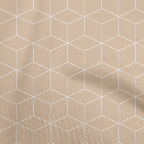 oneOone Cotton Silk Light Beige Fabric Geometric Sewing Craft Projects Fabric Prints By Yard 42 Inch Wide