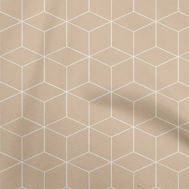 oneOone Rayon Light Beige Fabric Geometric Dress Material Fabric Print Fabric By The Yard 56 Inch Wide