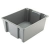 Rubbermaid Commercial FG173100GRAY Palletote 2 cu ft. Capacity 23.50 in. x 19.50 in. x 10 in. Stack and Nest Box - Gray