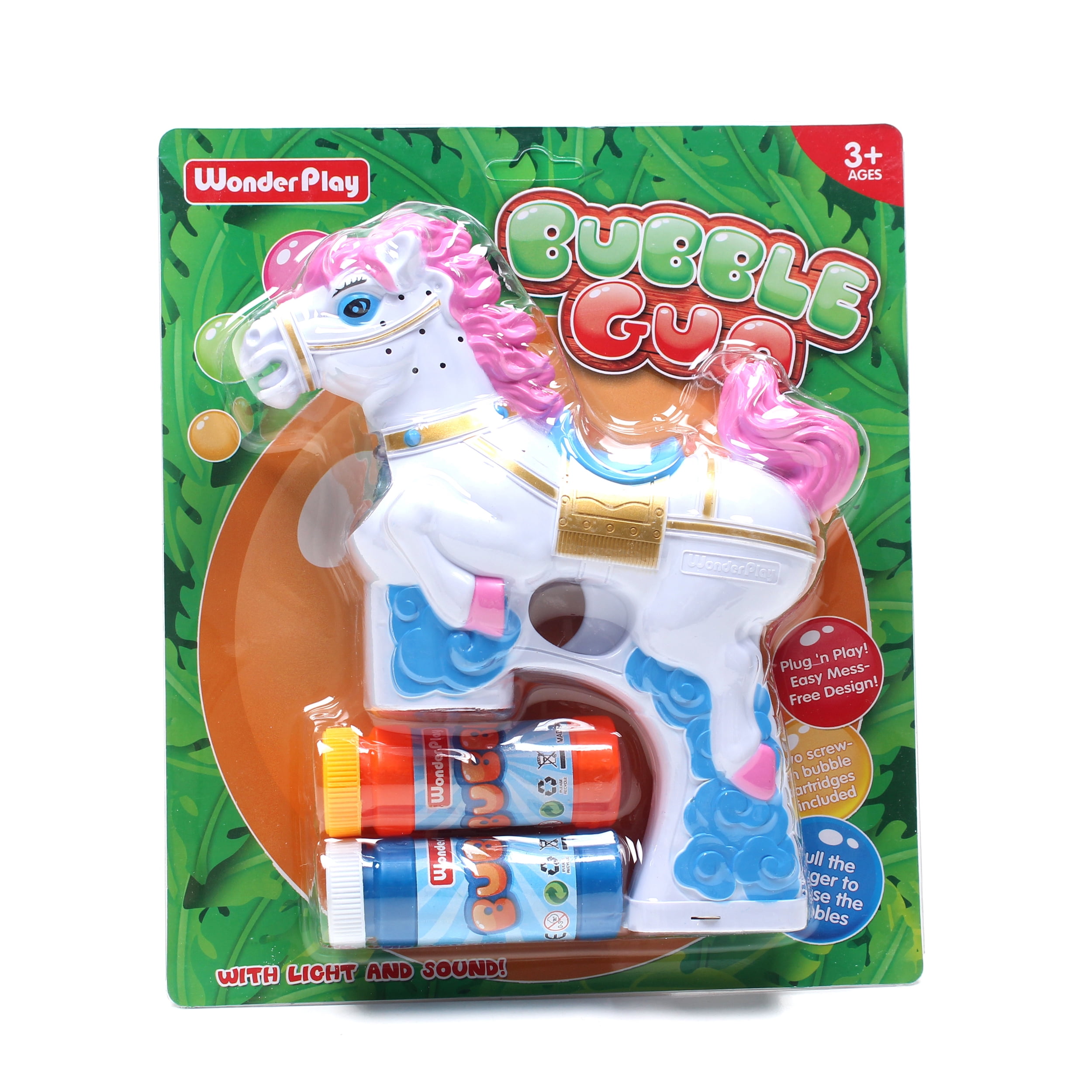 WonderPlay Wonder Bubble Kids Horse Bubble Gun With Lights & Sounds - White  