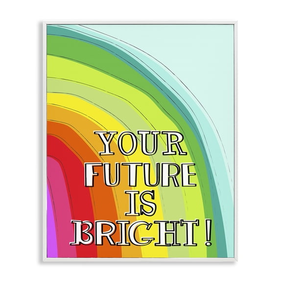 Stupell Industries Modern Future Is Bright Phrase White Framed Giclee Art, 16 x 20, by Pragya Kothari
