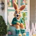 thumbnail image 4 of Kugisaki Happy Easter Door Cover Cute Rabbit Printed Welcome Door Banner for Easter Party Holiday Wedding Garden Flag Party Outdoor Decor 71x35 Inch, 4 of 6