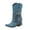 Light Blue, variant on Denim Long Fringe Cowboy Boots for Women Fashion Casual Tassel Pointed Toe Wide Mid Calf Pull on Western Cowgirl Boots