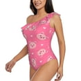 thumbnail image 2 of Gaeub Cartoon Pigs and Hearts Women's One Shoulder Ruffle Tummy Control Swimwear for Swimming Surfing Beach Party - Medium, 2 of 8