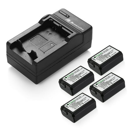 Image of Powerextra 4 Pack 1500mAh NP-FW50 Battery and Charger for Sony ZV-E10 Alpha a6500 Alpha a6300 Alpha a6000 Alpha a7 II Alpha a7R II Alpha a7S II Alpha a5000 Camera