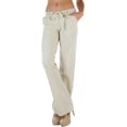 thumbnail image 2 of ToBeInStyle Women's Cozy Linen-Cotton Blend Heather Dye Pants - Taupe - Large, 2 of 7