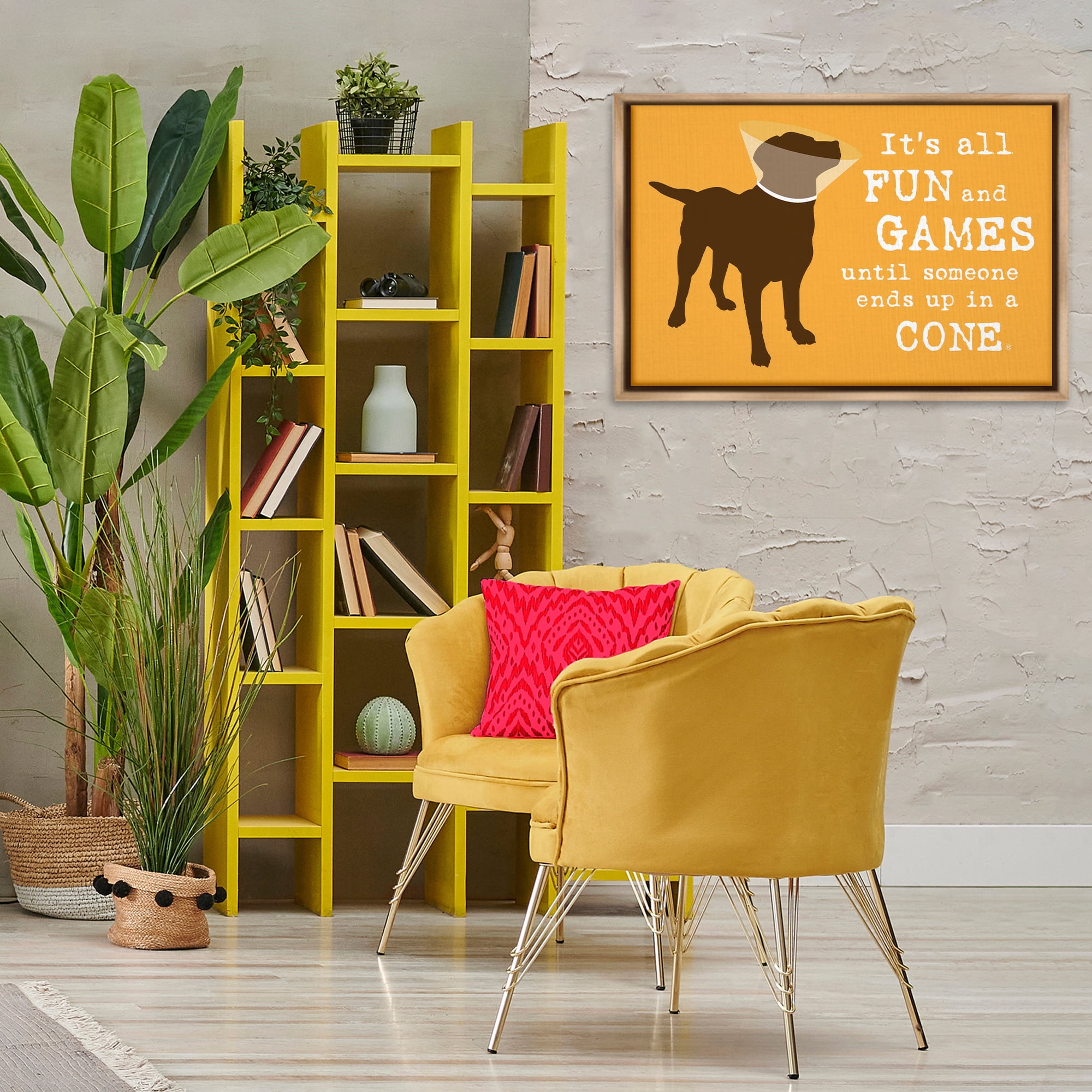 Stupell Industries Fun & Games Cone Animals Painting Brown Floater Framed Canvas Art Print Wall Art, 31 x 21