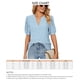 thumbnail image 5 of Camiseta de manga corta con cuello en V para mujer, blusa informal de color puro, color azul claro XL, 5 of 5