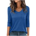 thumbnail image 1 of Camisas de Manga Larga Casual de las Mujeres Color Sólido Plisado V-Cuello Blusas para Primavera Verano, Fiesta, Trabajo Y Vacaciones, 1 of 8