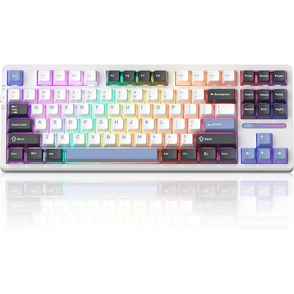 MageGee 8000mAh LIGHT87 RGB Wireless Creamy Keyboard, Gasket Structure 2.4G/USB-C/BT5.0 Hot Swap