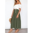 thumbnail image 4 of Women's Boho Elastic High Waist A Line Ruffle Swing Beach Maxi Skirt with Pockets, 4 of 9