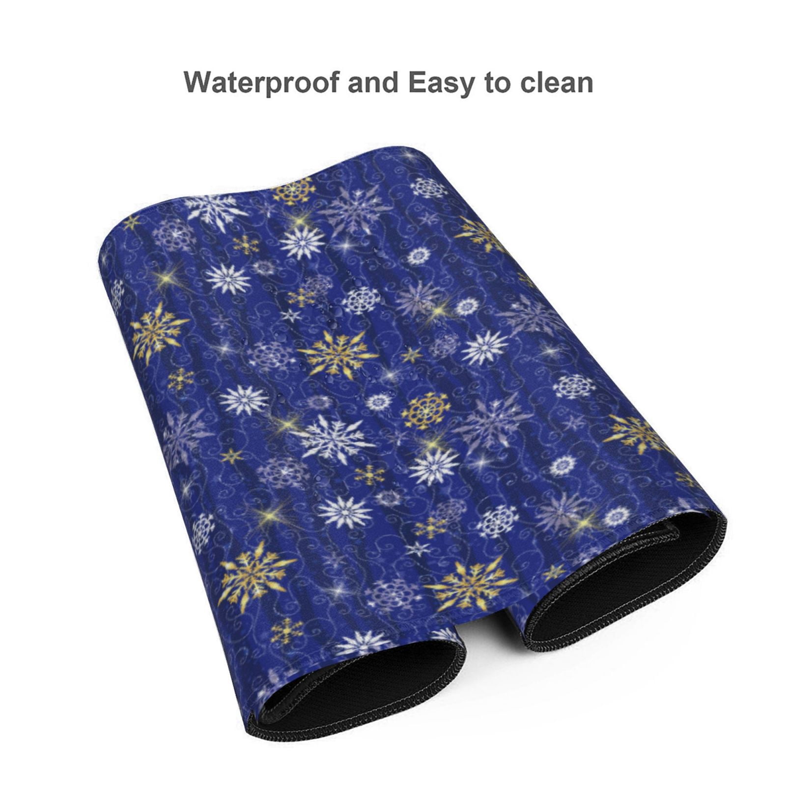 Xecao Golden Snowflakes Royal Blue Print Large Mouse Pad, 16x35.5in Mousepad, Professional Non-Slip Rubber Base Big Mouse Pad, Mouse Pad for Gaming & Office Full Desk Mouse Pad