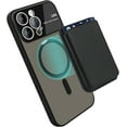 thumbnail image 3 of Magnetic Case for iPhone 13 Pro Max with Card Holder - Black | Holds 3 Cards | Camera Lens Protector | Soft TPU Hard Translucent Matte Back Protective Wallet Phone Case for iPhone 13 Pro Max, 3 of 15