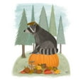 thumbnail image 2 of Fab Funky 26x32 Black Ornate Wood Framed with Double Matting Museum Art Print Titled - Raccoon On Pumpkin, 2 of 4
