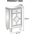 thumbnail image 2 of Tabaray Silver Nightstand Set of 2, Nightstand Mirror with 1 Drawer and 1 Door Silver Night Stand for Bedroom Bedside Table with Storage, 2 of 15