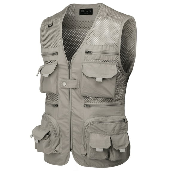 H2H Men's Active Lightweight Outdoor Vests Work Fishing Travel Utility Summer Vest with Multiple Pockets (CMOV058)