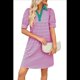 thumbnail image 1 of Vestido Corto Informal de Verano A Rayas con Cuello en V, Corta, Corte A, Holgado, Rosa y Verde, Talla M, 1 of 10