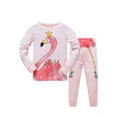thumbnail image 2 of WIBACKER 3-8T Toddlr and Little Girls' Long Sleeve Top and Pants Snug Fit 100% Cotton 2 Piece Pajama Set - Flamingo, 2 of 9