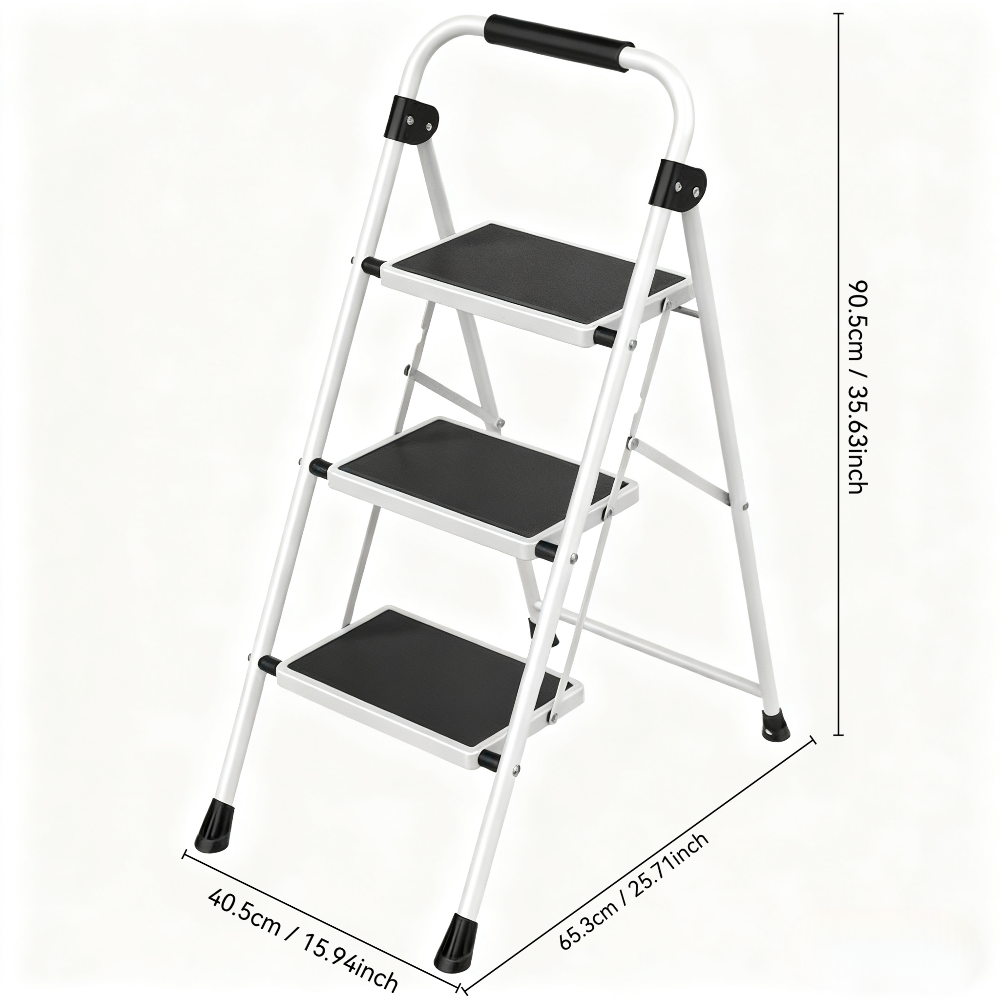 edx 3-Step Folding Step Ladder with Handrail, Black photo 5