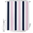 thumbnail image 2 of Shower Curtains for Bathroom, Pink Navy Blue Striped Waterproof Fabric Shower Curtain, Farmhouse Stripe Art Decorative Bathroom Curtain for Bathtub, 72"x72", No Hooks Included, 2 of 9