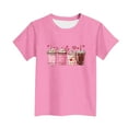 thumbnail image 4 of Kids Girls Cute Heart Print T-Shirt Pink Graphic Tee Short Sleeve Casual Top Soft Stretchy Youth Sizes Playful Beverage Design,Size 5-6T, 4 of 5