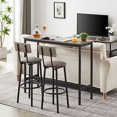 Table Set for 2 with 2 PU Upholstered Stools Pub Bistro Dinning Table