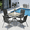 Black, variant on Arlopu Outdoor Table Furniture Set Patio Dining Table Set with 4 Stackable Textilene Chairs, Dark Blue
