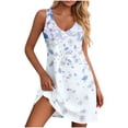 thumbnail image 3 of Zpzdpjkx Women's Bohemian Floral Print Sleeveless V-Neck Summer Dress Casual Flowy Boho Mini Dresses for Women, 3 of 7