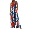 thumbnail image 6 of Cavosen Overalls for Women Independence Day Oversized Linen Patriotic Jumpsuits Button Long Overalls with Pocket Red White and Blue Workout Rompers, 6 of 8