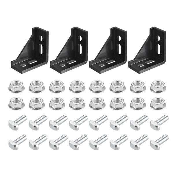 Soporte de esquina Unique Bargains 4 Juegos 58x58x29mm Negro