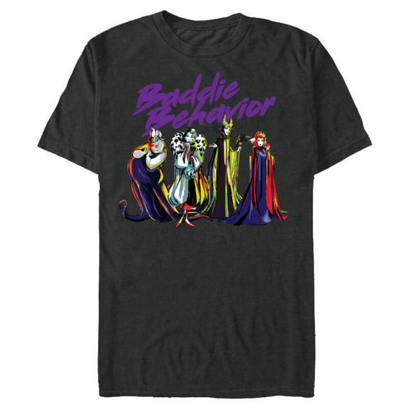 Disney Villains Baddie Behavior T-Shirt- Short Sleeve Blended T-Shirt for Adults - Customized-Dark Heather