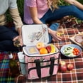 thumbnail image 5 of FORMRS Insulated Cooler Bag 24 Cans Capacity Soft Leakproof Lunch Box with Side Pockets, Pink Gingerbread House, 5 of 7