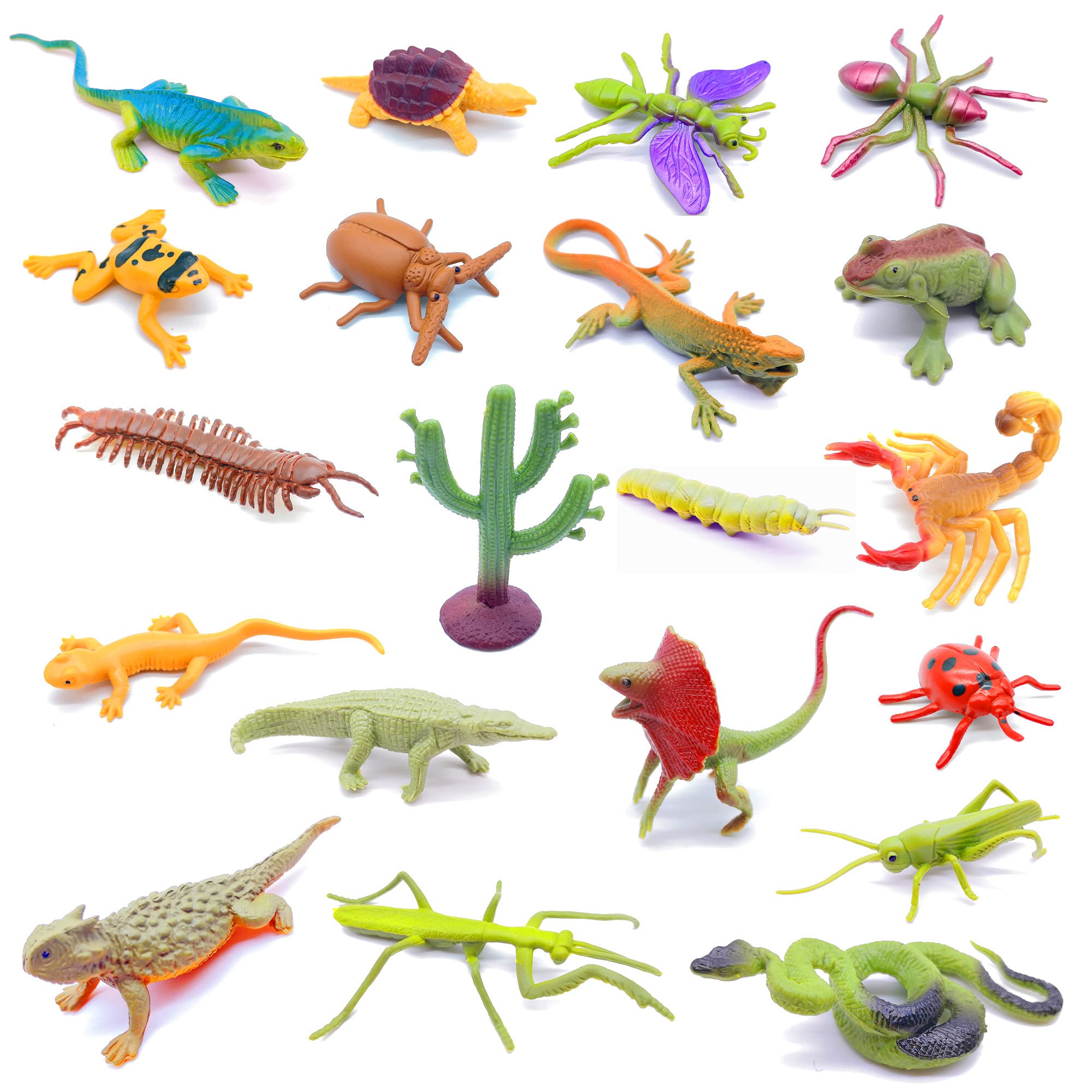 Guaishou 20pcs Realistic Bugs Plastic Insects Animals Figures Toys