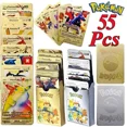 thumbnail image 1 of Cartas de Pokémon de lámina dorada de 110-27 piezas, Charizard, VMAX, GX, VSTAR, inglés, francés, alemán, español, Pikachu, Arceus, Plata, 1 of 6