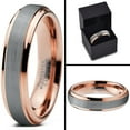 thumbnail image 5 of Charming Jewelers Tungsten Wedding Band Ring 4mm for Men Women Comfort Fit 18K Rose Gold Plated Beveled Edge Brushed Polished Lifetime Guarantee Size 4.5, 5 of 5
