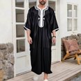 thumbnail image 2 of Muslim Robe for Men Arab Long Sleeve Embroidered Kaftan Islamic Arabic Abaya Thobe Ramadan Middle East Islamic Cloth Shirt Gown, 2 of 6