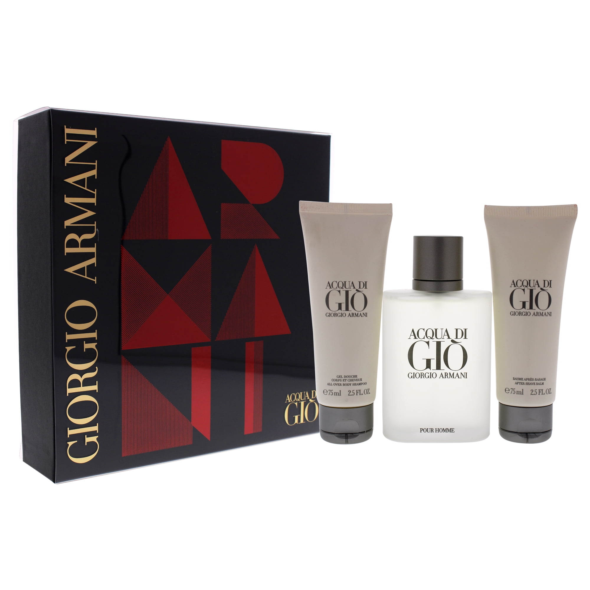 Acqua Di Gio by Giorgio Armani for Men 3 Pc Gift Set 3.4oz EDT Spray 2.5oz All Over Body Shampoo 2.5oz After Shave Balm Walmart