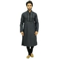 thumbnail image 6 of Atasi Men's Designer Gray Kurta Pyjama Set Long Cotton Punjabi Shirt-XX-Large, 6 of 7