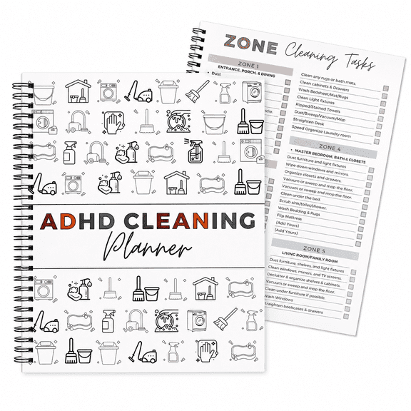 GQCLNBH ADHD Cleaning Planner for Adults, Daily Weekly Monthly Cleaning Schedule Checklist, Spiral Chore Chart Notebook for Home Organization