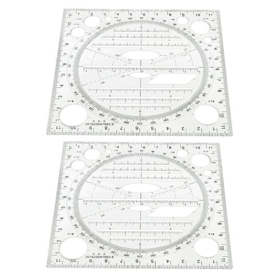GOOHOCHY Plastic Drawing Template Ruler for DIY Use Multi Color 2pcs Students Engineering School Supply