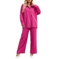 thumbnail image 5 of Enjoytime Pajamas for Women Set Long Sleeve Button Down Shirts with Pants 2 Piece Lounge Sets Comfy Sleepwear, 5 of 6