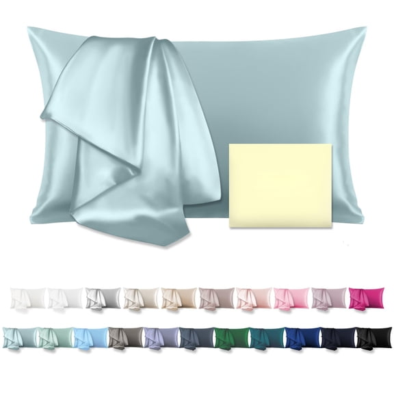 Mulberry Silk Pillowcase Standard Size 20x26 Inch, 100% Pure Silk Pillow Cover with Hidden Zipper, Cooling Smooth Pillowcase for Hair Care, Skin Care, Sleeping, Gift, Haze Blue, 1 Piece