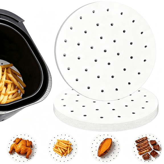 CCOCC Air Fryer Parchment Paper Liners,100Pcs,Pre-Cut Non-Stick Baking Paper; Fits Air Fryers; Disposable and Durable; Microwave and Steaming Basket Safe