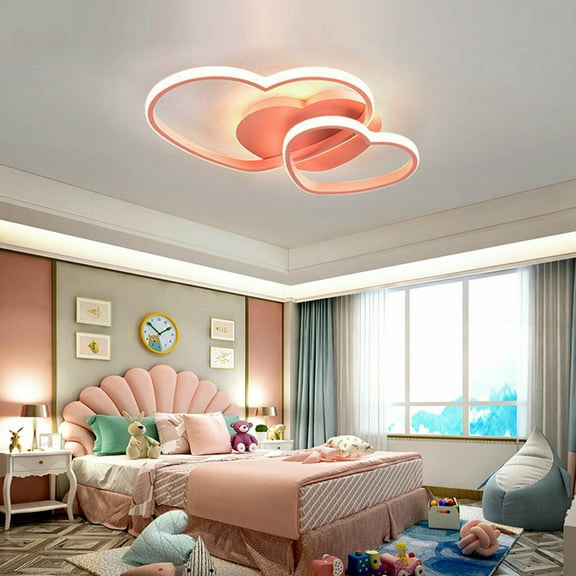 Modern LED Heart-Shaped Ceiling Light Acrylic & Metal Chandelier Lamp w/ Remote