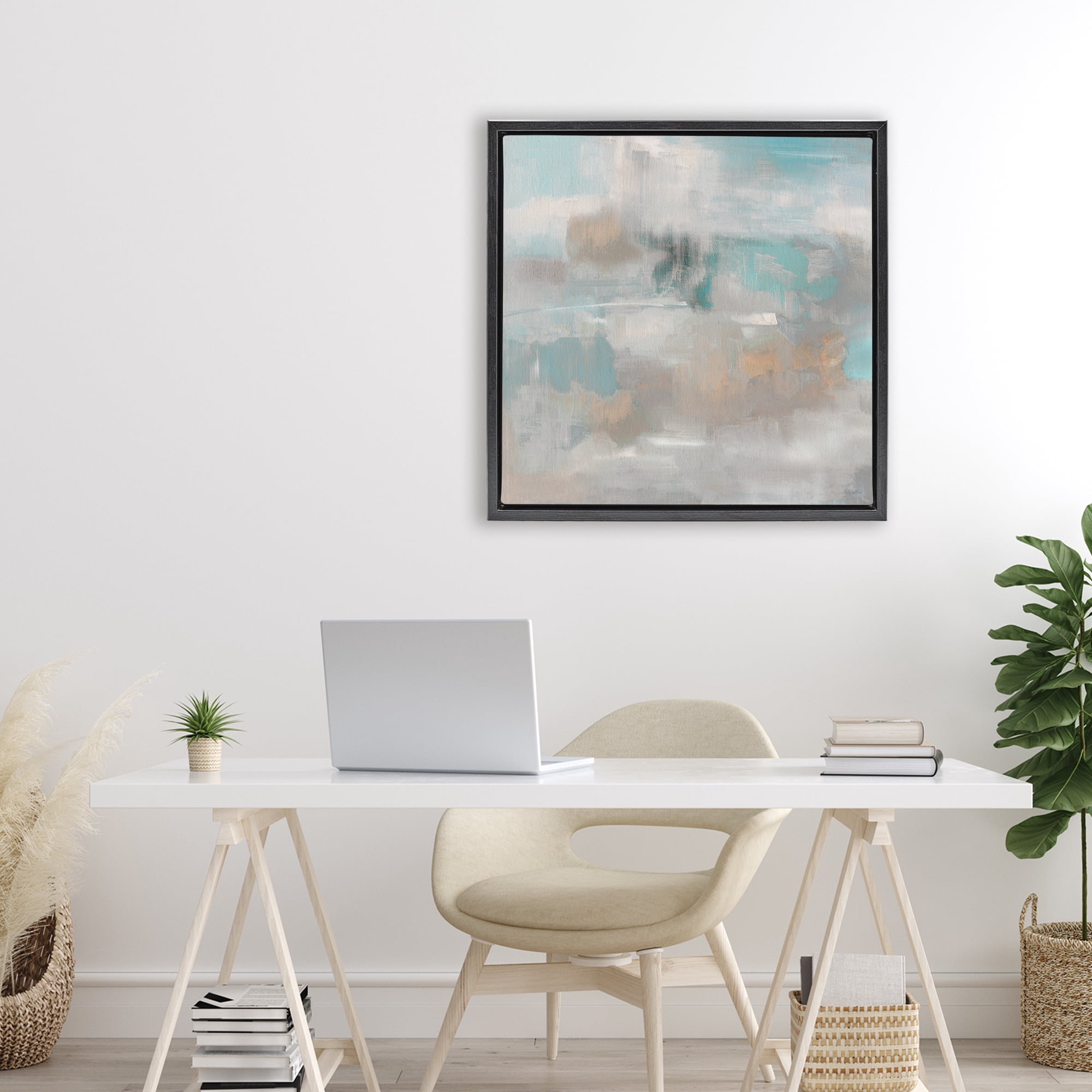 Stupell Industries Serene Soft Abstract Study Black Framed Floater Canvas Wall Art, design by Sally Swatland