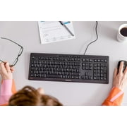 CHERRY Stream Keyboard Wired USB SX Scissors Mechanism QWERTY Whisper-Quiet Silent Keystroke for Home Office, Work or Personal Computer. Black